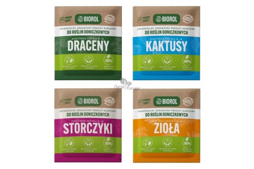 Nawóz do roślin AgriRol Biorol Draceny, Kaktusy, Storczyki, Zioła - Power Shot! 50g Zestaw 4 szt.